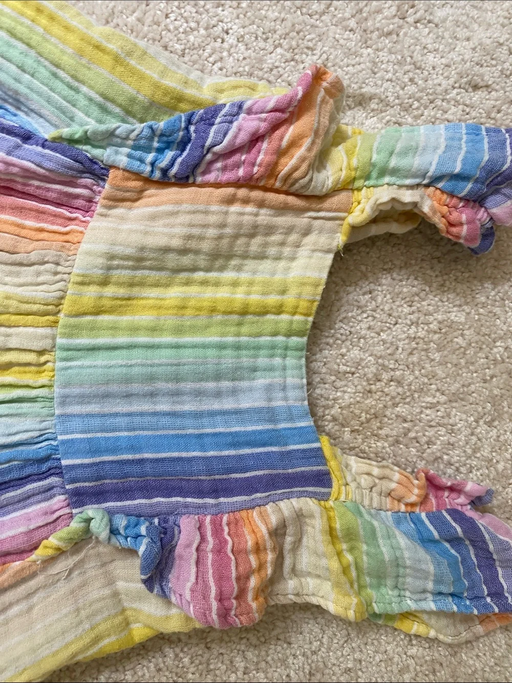 GAP Rainbow Stripe Cotton Romper ruffle sleeve size 4T